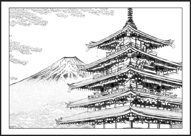 【塗り絵 - 絵が大きめ】富士山：五重塔 - 日本の風景イラスト：リハビリ・高齢者・大人用塗り絵素材 - その10 by リハプリント