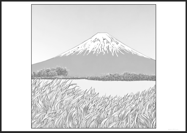【塗り絵 - 絵が大きめ】富士山：湖畔 - 日本の風景イラスト：リハビリ・高齢者・大人用塗り絵素材 - その2 by リハプリント