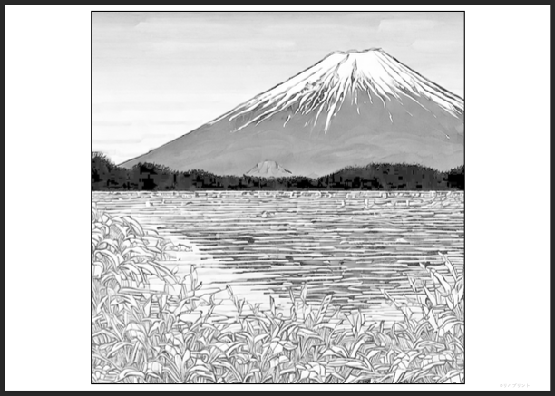 【塗り絵 - 絵が大きめ】富士山：湖畔 - 日本の風景イラスト：リハビリ・高齢者・大人用塗り絵素材 - その3 by リハプリント