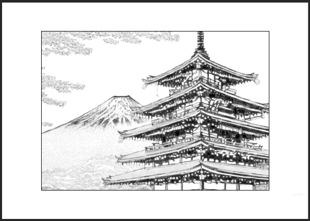 【塗り絵 - 絵が小さめ】富士山：五重塔 - 日本の風景イラスト：リハビリ・高齢者・大人用塗り絵素材 - その10 by リハプリント