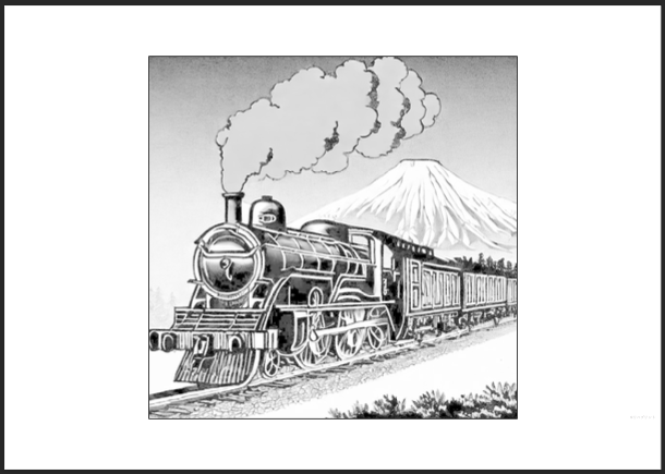 【塗り絵 - 絵が小さめ】富士山：蒸気機関車（SL）- 日本の風景イラスト：リハビリ・高齢者・大人用塗り絵素材 - その9 by リハプリント