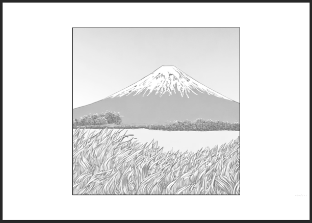 【塗り絵 - 絵が小さめ】富士山：湖畔 - 日本の風景イラスト：リハビリ・高齢者・大人用塗り絵素材 - その2 by リハプリント