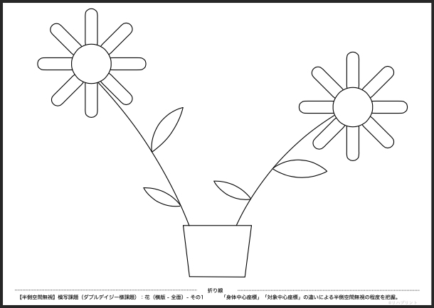 【半側空間無視】模写課題（ダブルデイジー様課題）：花（横版 - 全面）- その1 by リハプリント